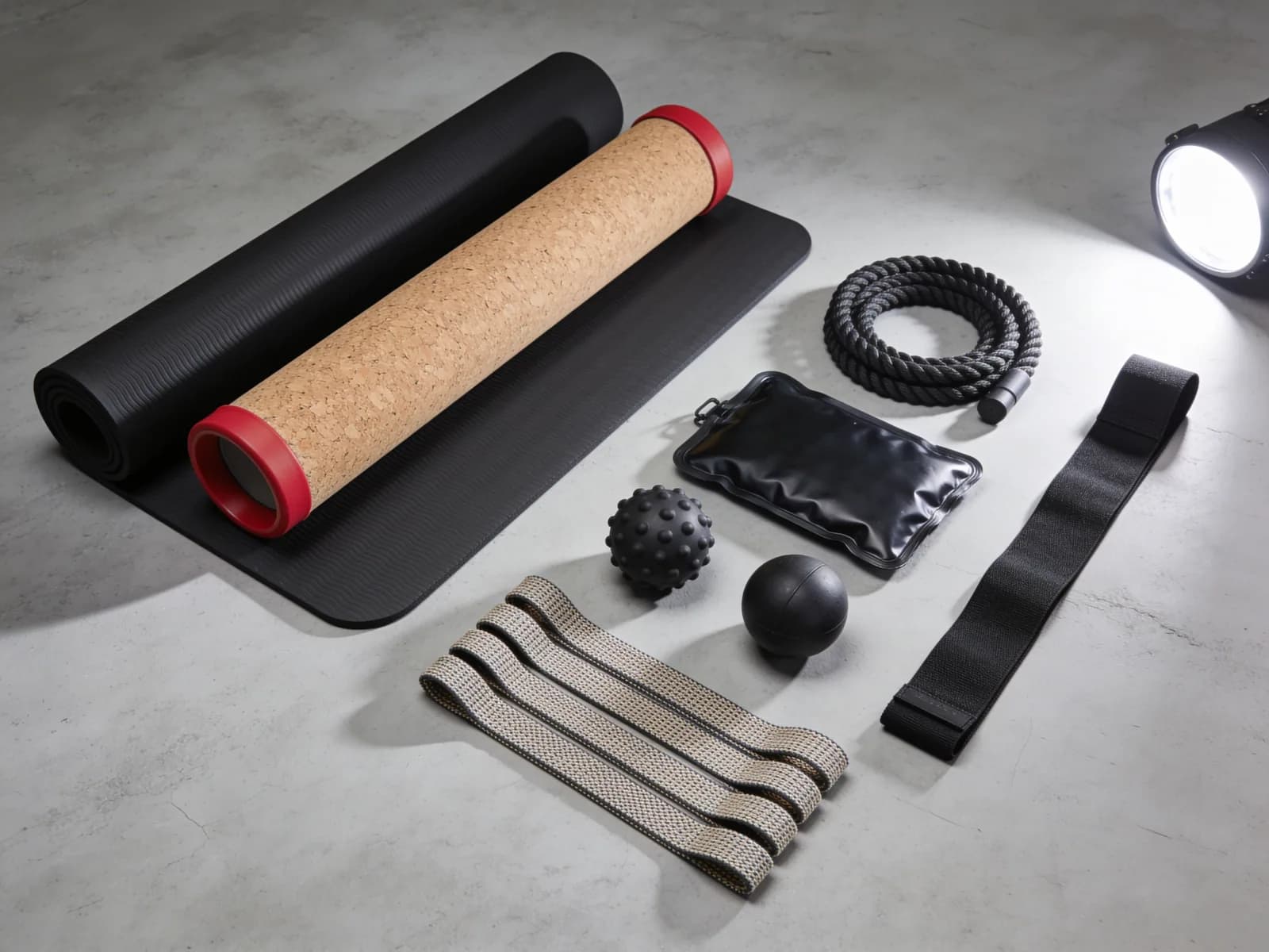 Complete Set — Mat, cork roller, loops, gel, balls and strap.