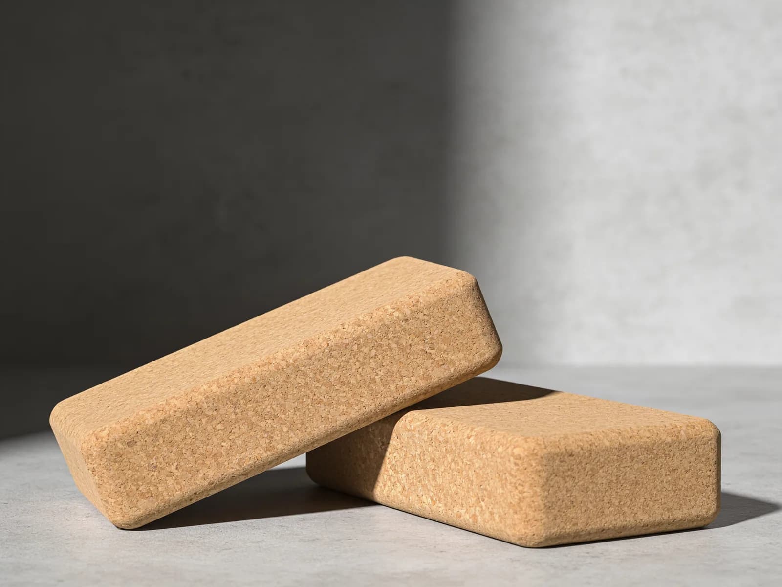 Cork Block Pair — Two 9 × 6 × 4 in solid cork blocks.