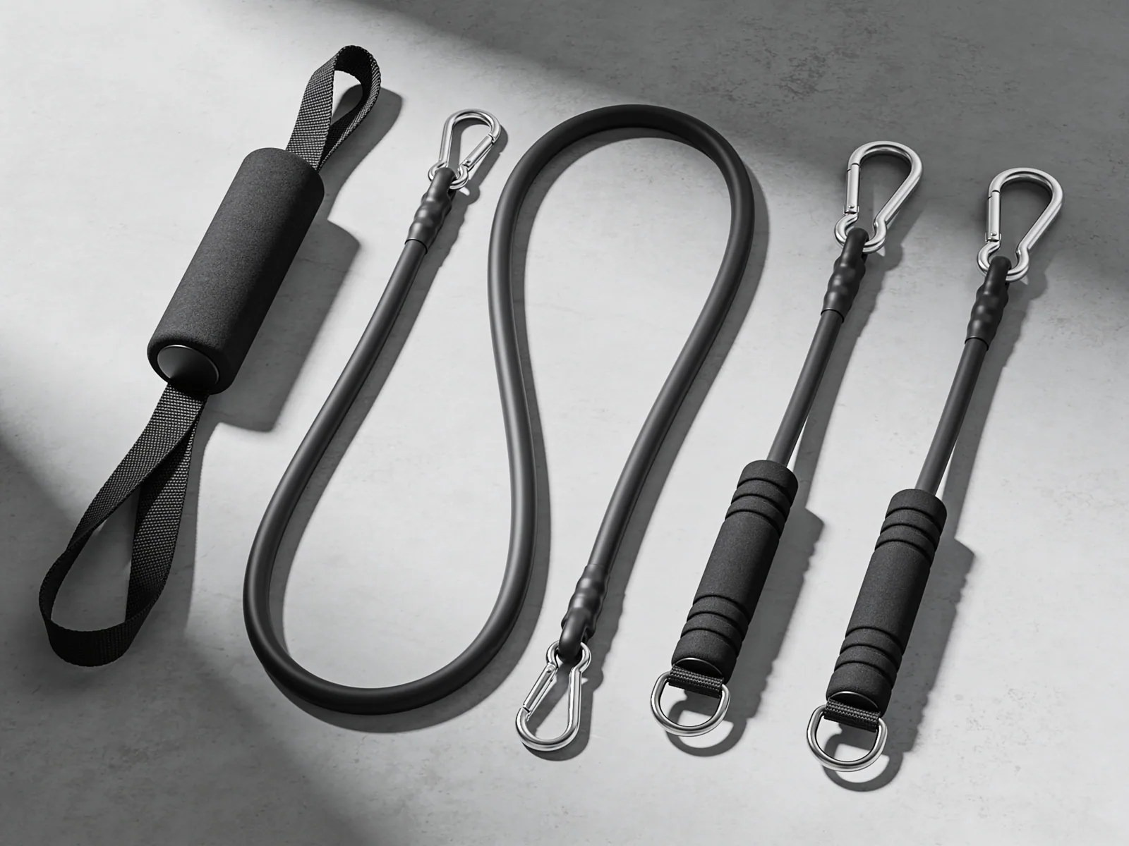 Door Anchor + Band Set — Nylon anchor, two tube bands, two handles.