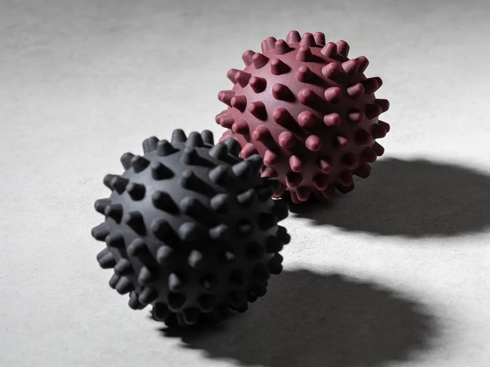 Spiky Ball Pair — Two 3 in textured TPE balls. Hollow, lighter.
