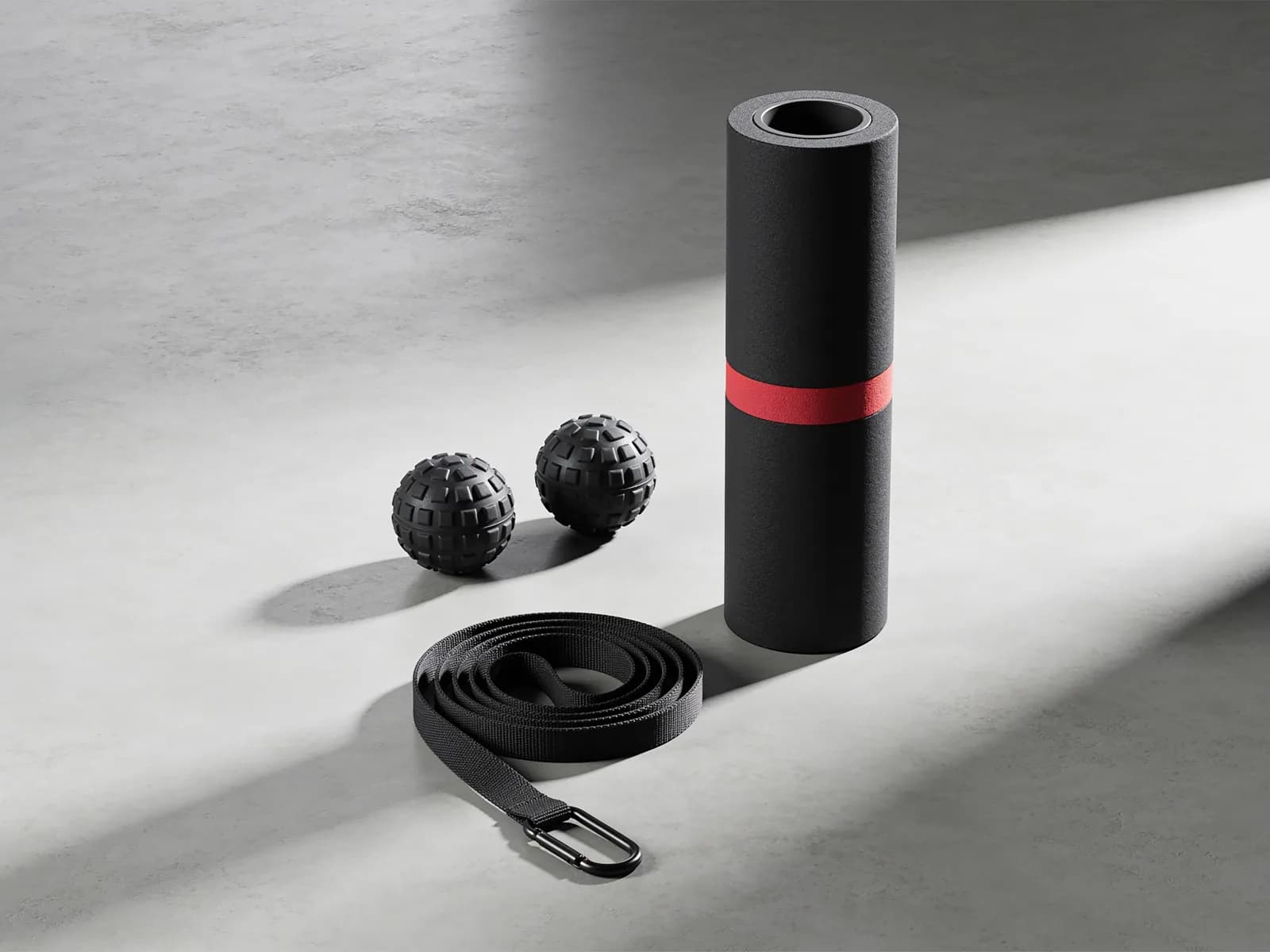 Starter Set — Roller, balls and strap. The floor, covered.